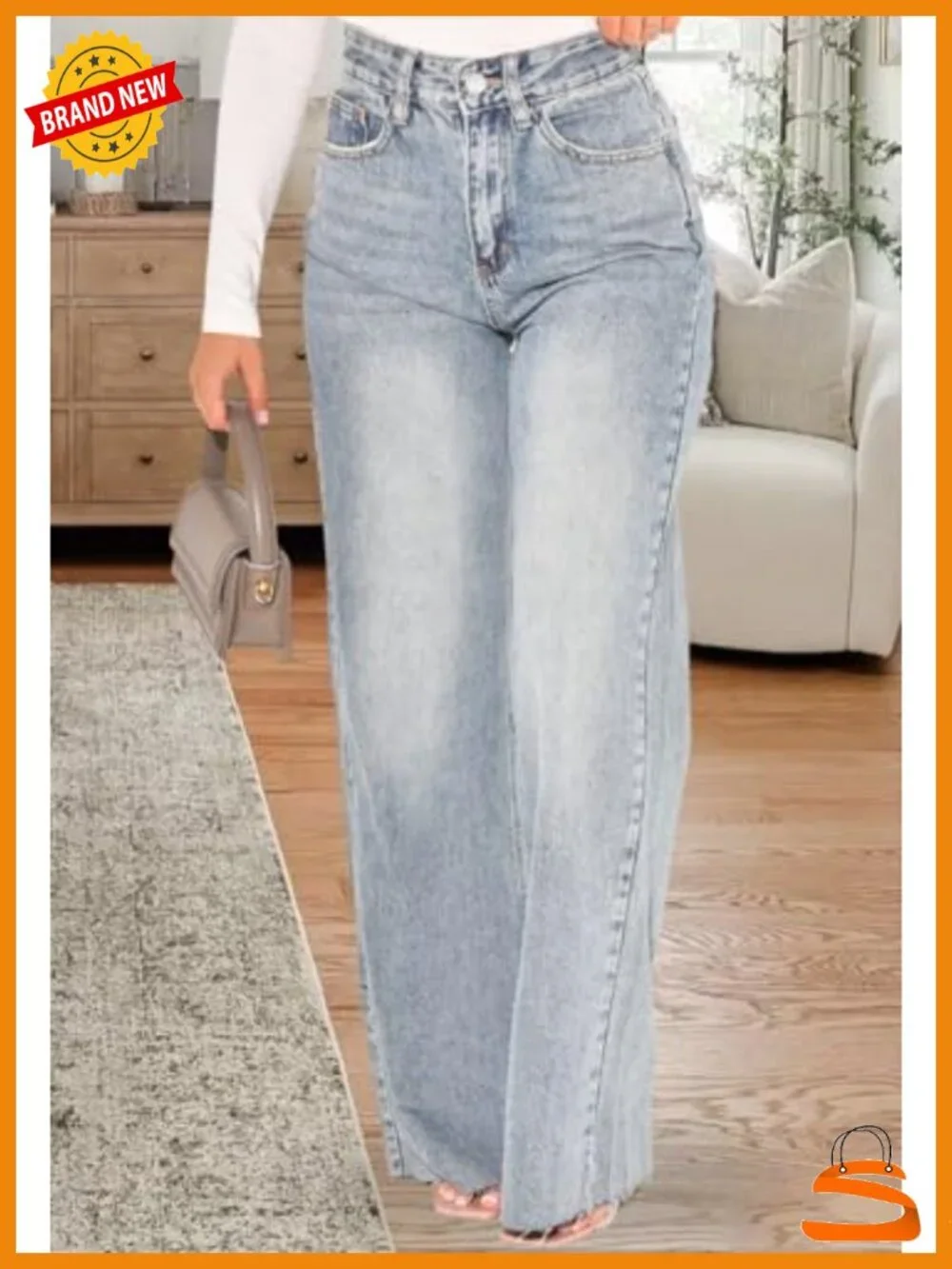 Wide Leg Jeans High Waist Stretch Baggy Loose Denim Pants